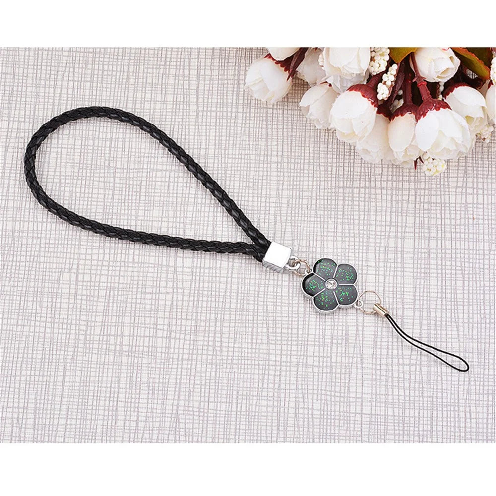 Pretty Flower Short Nylon Woven Durable Wrist Lanyard Hand Strap for Smartphones, Cameras etc. - Black - 1