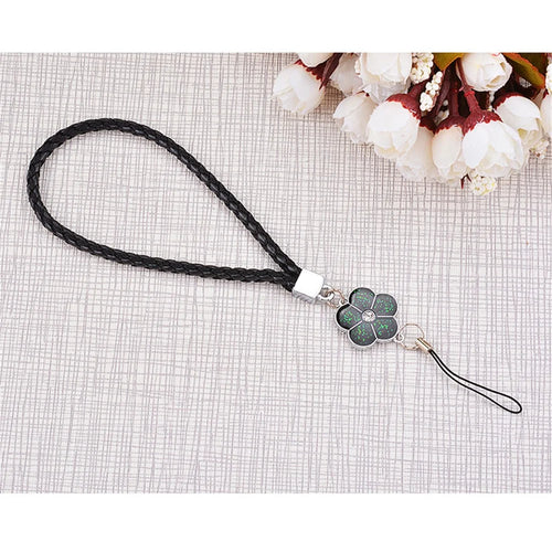 Pretty Flower Short Nylon Woven Durable Wrist Lanyard Hand Strap for Smartphones, Cameras etc. - Black - 1