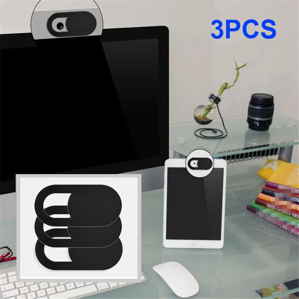 3Pcs/Set 0.03in Ultra-thin Plastic Webcam Camera Cover Shutter Protect Smartphones Laptop Desktop Privacy - Black - 1