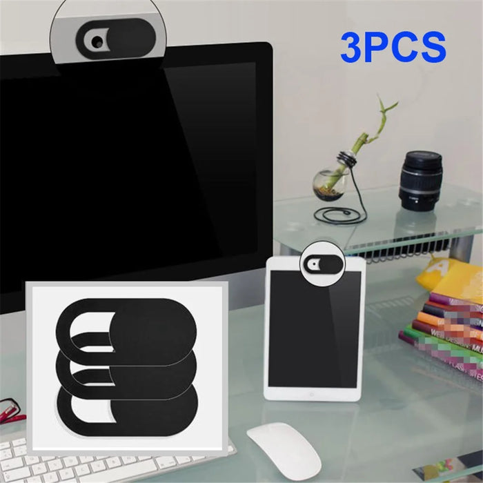 3Pcs/Set 0.03in Ultra-thin Plastic Webcam Camera Cover Shutter Protect Smartphones Laptop Desktop Privacy - Black - 1