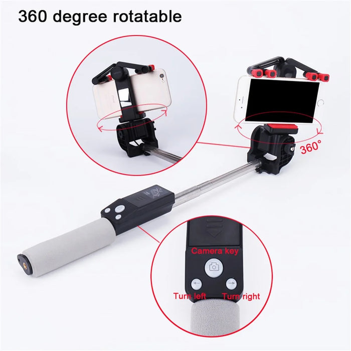 Portable Bluetooth-compatible Control Electric 360 Degree Rotation Extendable Phone Selfie Stick - Black - 5