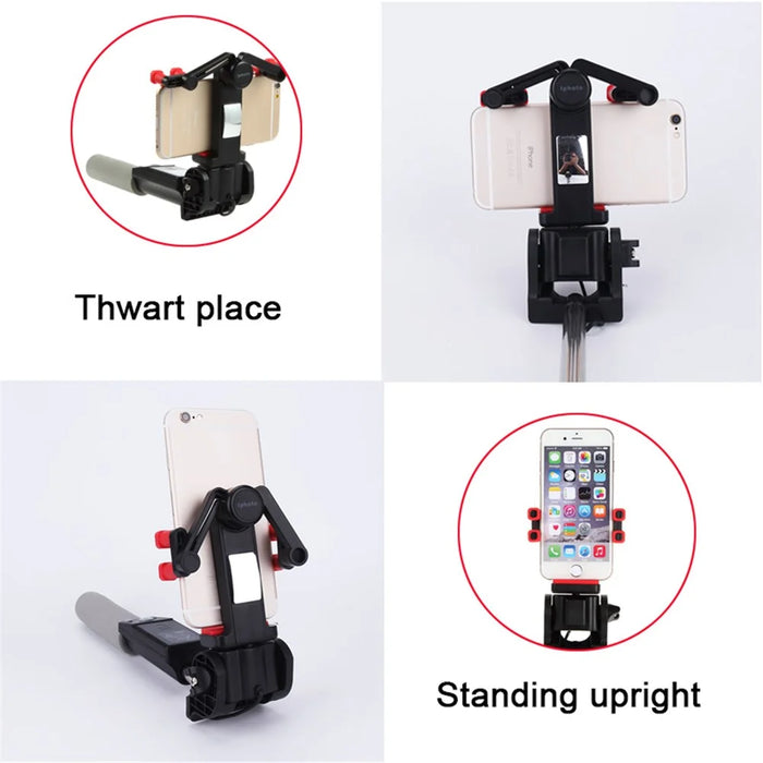 Portable Bluetooth-compatible Control Electric 360 Degree Rotation Extendable Phone Selfie Stick - Black - 7