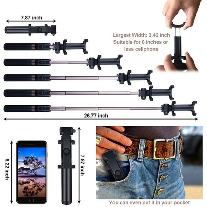 Portable Extendable Smartphone Holder Selfie Stick Tripod with Bluetooth-compatible Self Timer, Clamp Width: 56-90mm - 7