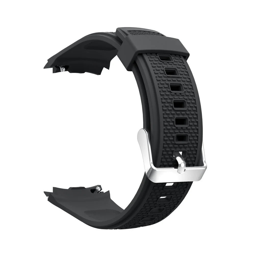 20mm Textured Sports Silicone Watch Band for Huawei Watch 2 - Black - 1