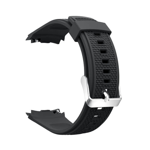 20mm Textured Sports Silicone Watch Band for Huawei Watch 2 - Black - 1