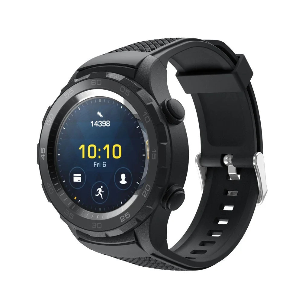 20mm Textured Sports Silicone Watch Band for Huawei Watch 2 - Black - 4