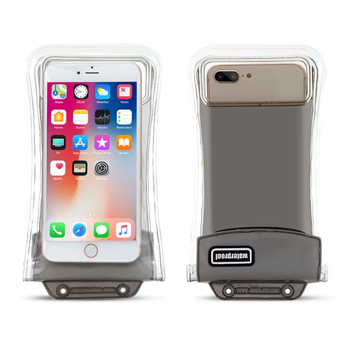 Universal IPX8 20m Waterproof Phone Case for 7-inch Phones and Below, Mobile Phone Pouch Bag with Airbag, Size: 18x9cm - Grey - 1