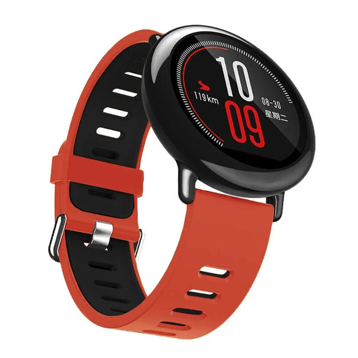 22mm Two-tone Silicone Watch Strap Replacement for Xiaomi Huami Amazfit - Red / Black - 3