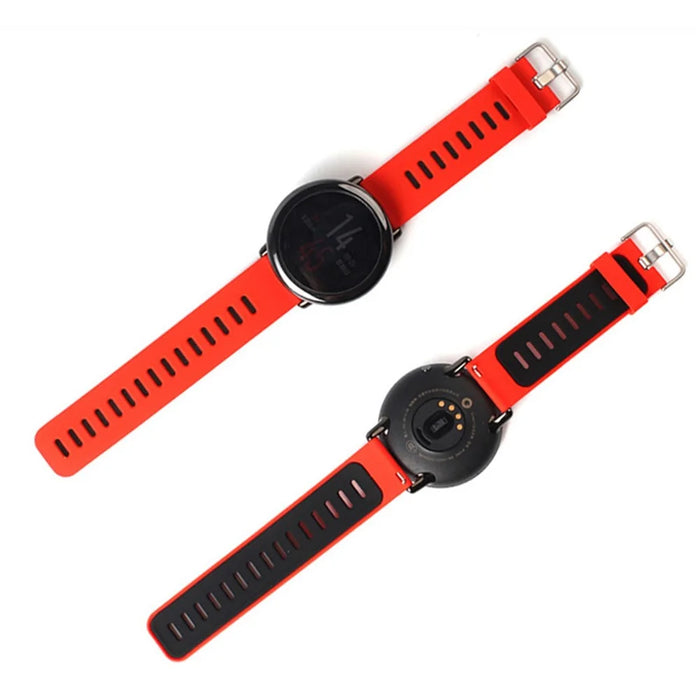 22mm Two-tone Silicone Watch Strap Replacement for Xiaomi Huami Amazfit - Red / Black - 4