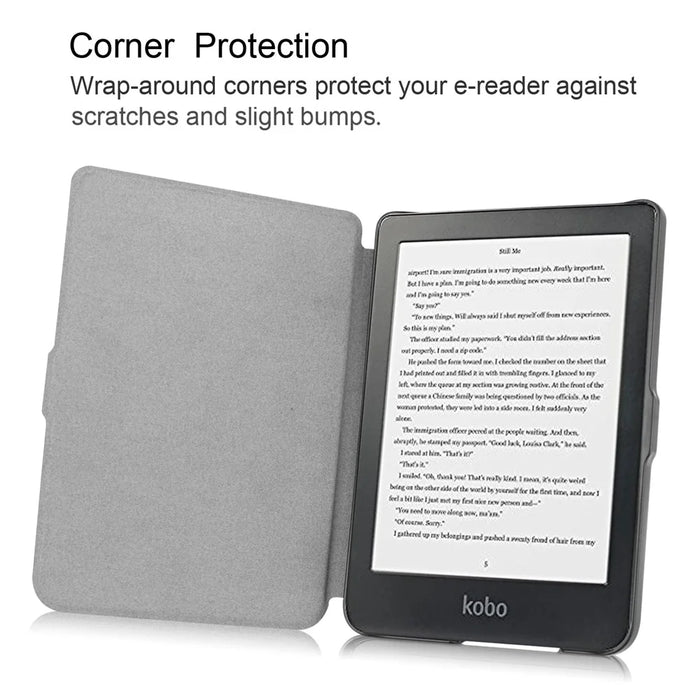 PU Leather Smart Magnetic Flip Casing for Kobo Clara HD 6.0 inch - Black - 2