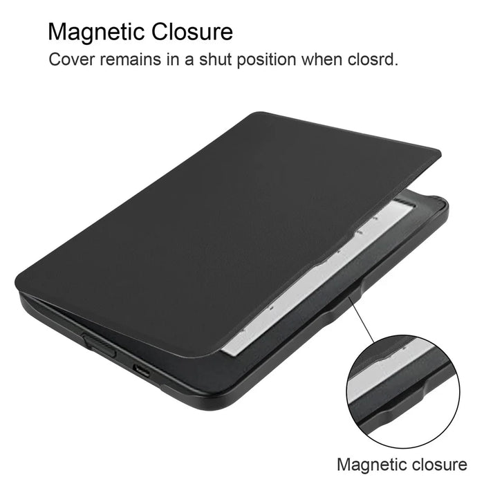 PU Leather Smart Magnetic Flip Casing for Kobo Clara HD 6.0 inch - Black - 5