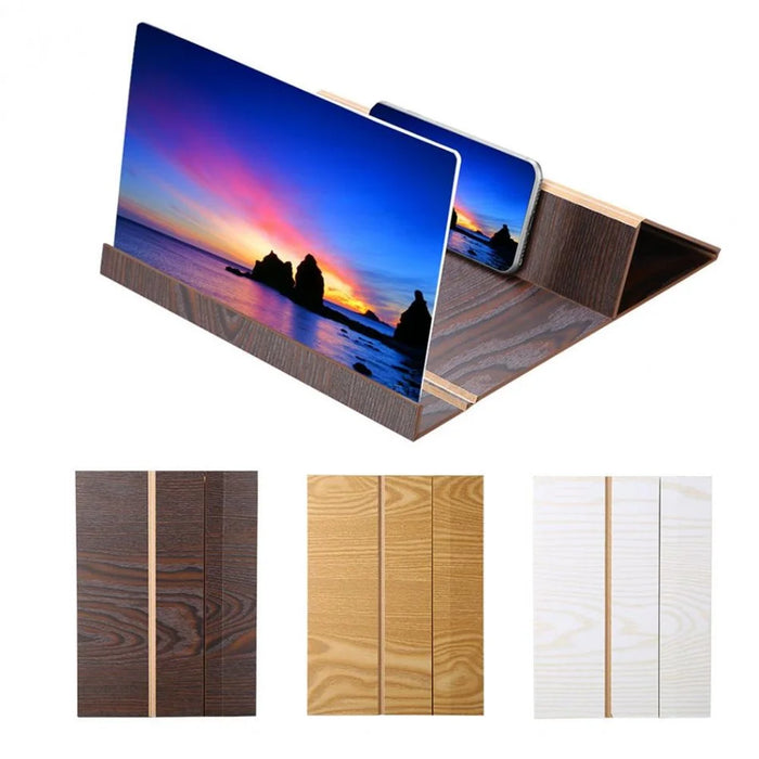 12-inch High Definition Wooden Mobile Video Screen Magnifier with Stand - Coffee - 3