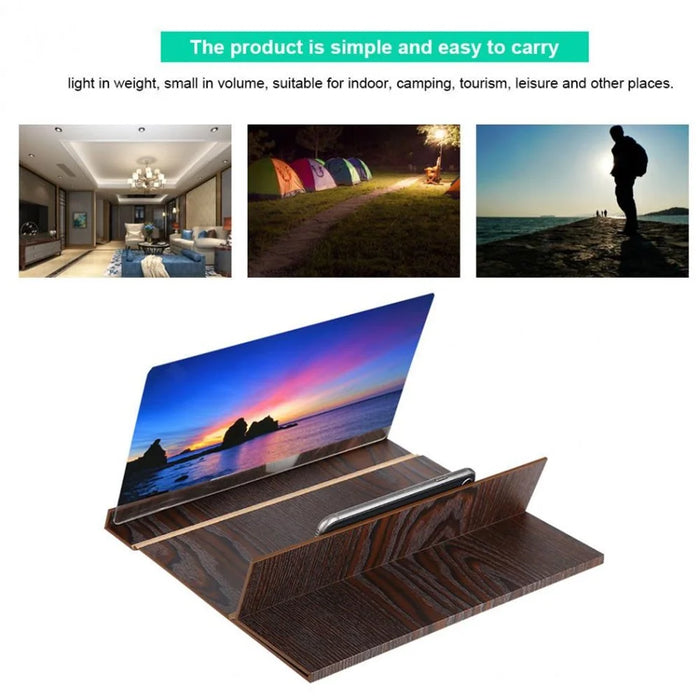 12-inch High Definition Wooden Mobile Video Screen Magnifier with Stand - Coffee - 7