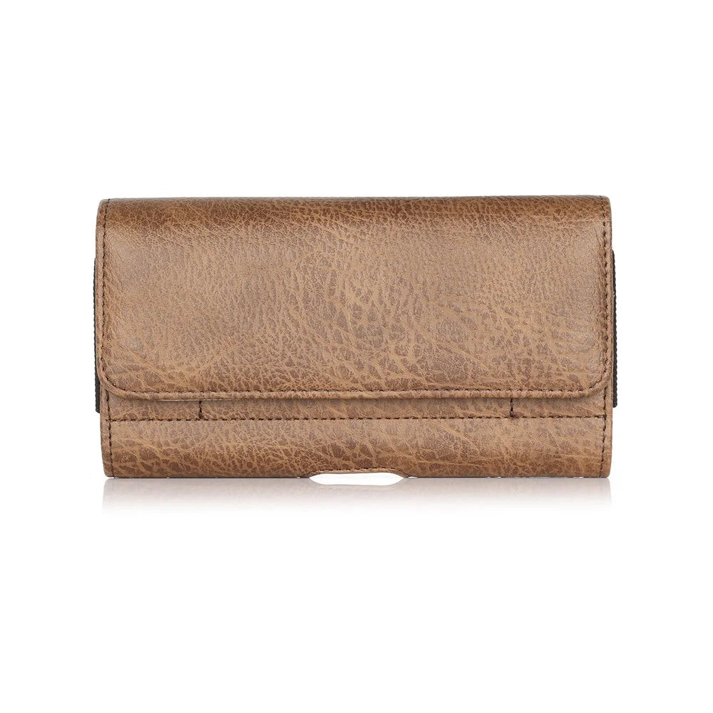 4.7 inch Universal Stone Grain PU Leather Holster Pouch with Card Slots for iPhone 8 / 7 / LG K3 etc - Brown - 1