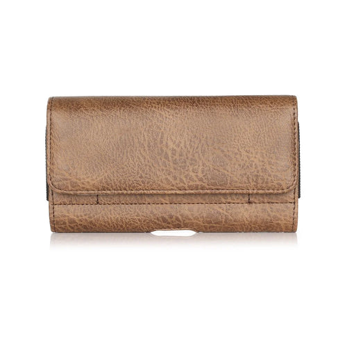 4.7 inch Universal Stone Grain PU Leather Holster Pouch with Card Slots for iPhone 8 / 7 / LG K3 etc - Brown - 1
