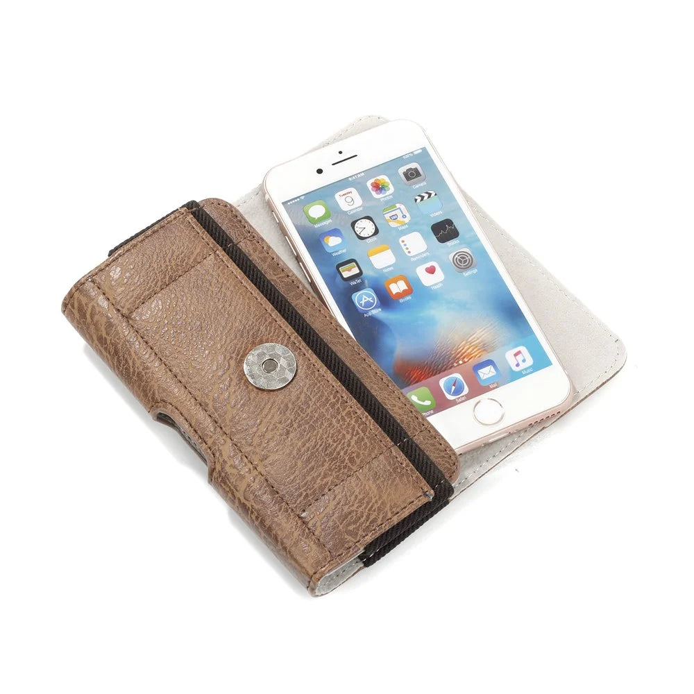 4.7 inch Universal Stone Grain PU Leather Holster Pouch with Card Slots for iPhone 8 / 7 / LG K3 etc - Brown - 3