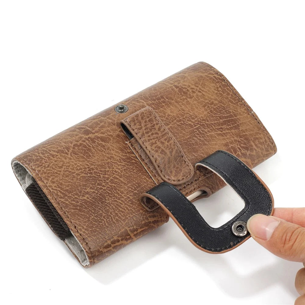 4.7 inch Universal Stone Grain PU Leather Holster Pouch with Card Slots for iPhone 8 / 7 / LG K3 etc - Brown - 7
