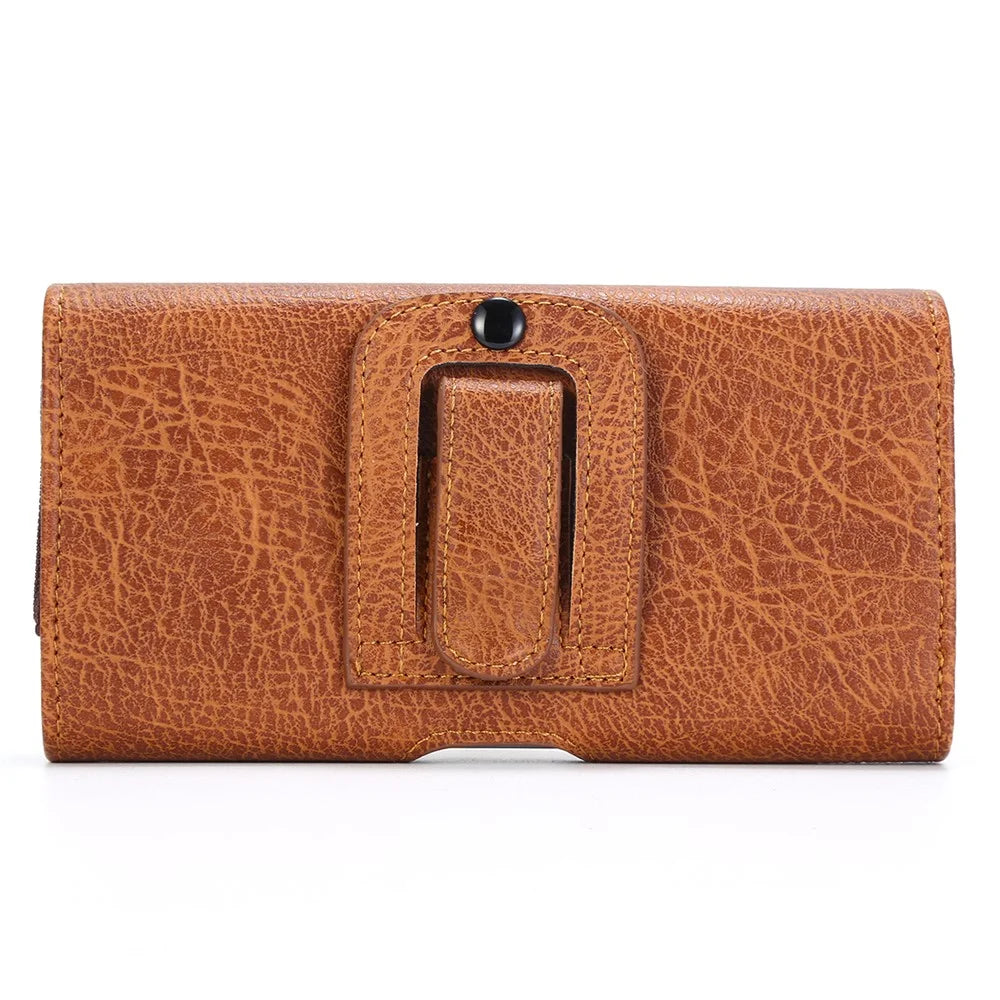 6.3 inch Universal Stone Grain PU Leather Holster Pouch with Card Slots Phone Bag - Light Brown - 2