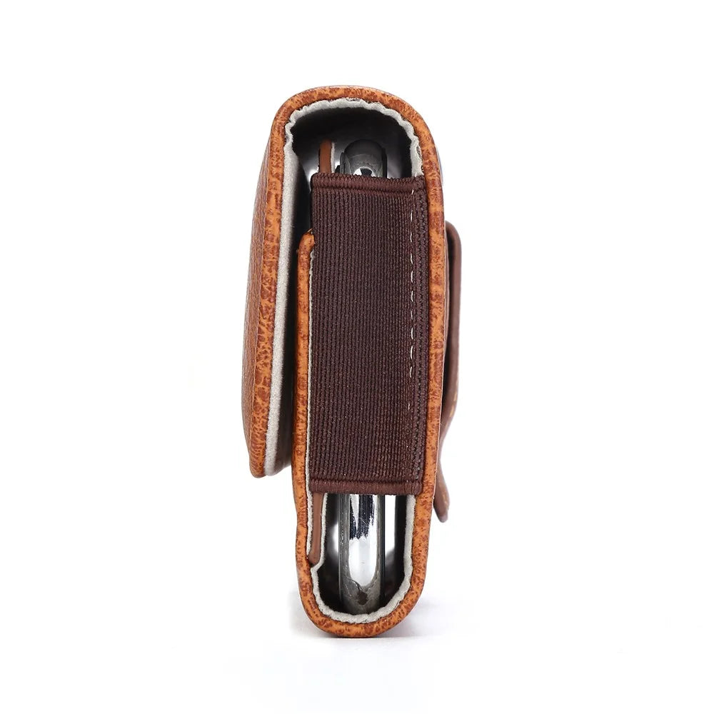 6.3 inch Universal Stone Grain PU Leather Holster Pouch with Card Slots Phone Bag - Light Brown - 3