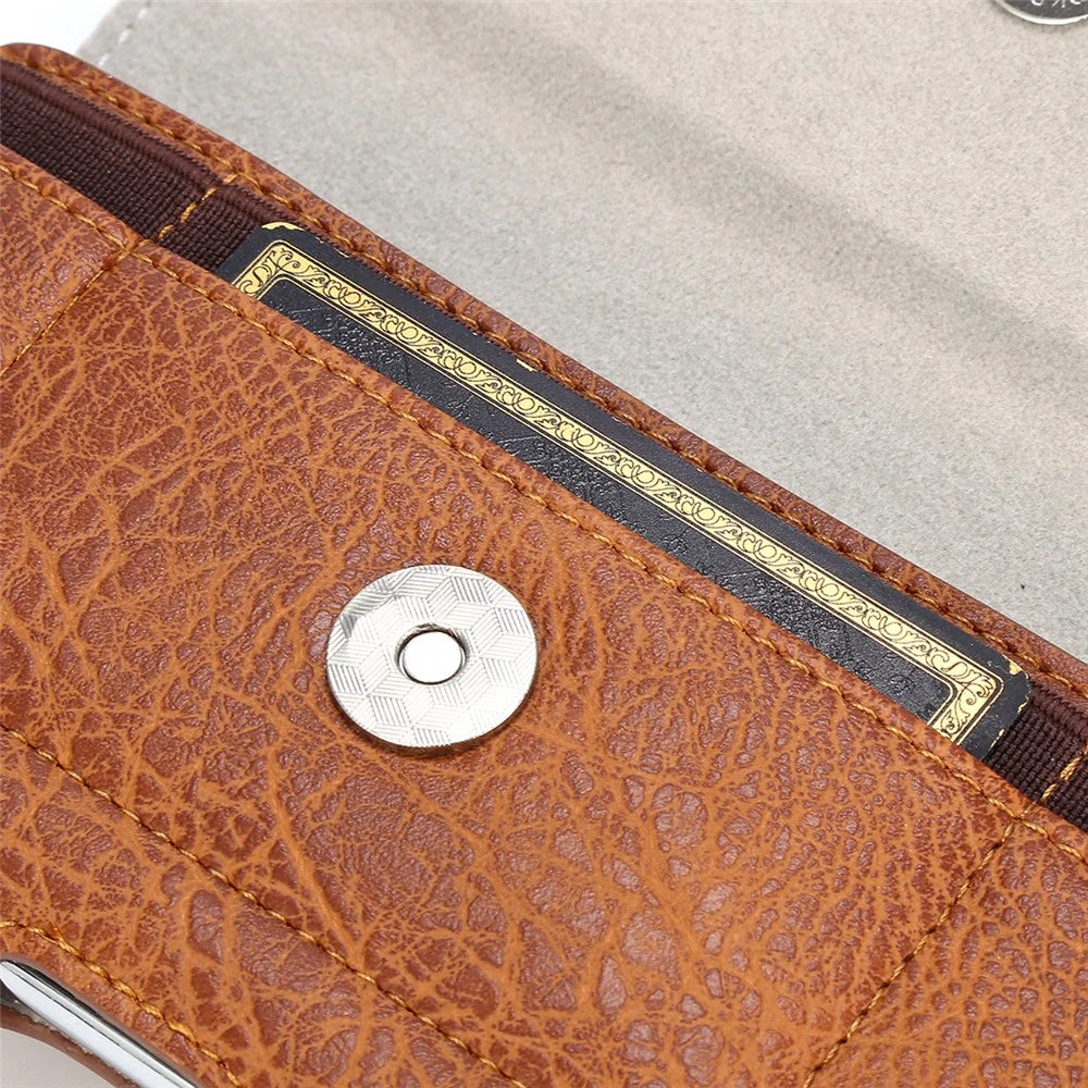 6.3 inch Universal Stone Grain PU Leather Holster Pouch with Card Slots Phone Bag - Light Brown - 5