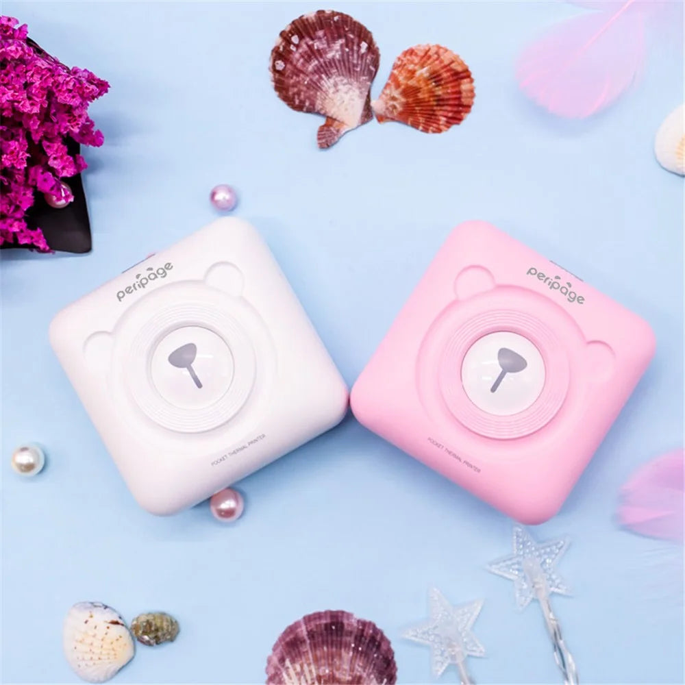 PERIPAGE Mini Portable Wireless Bluetooth-compatible Thermal Printer Photo Label Memo Paper Printer - White - 2