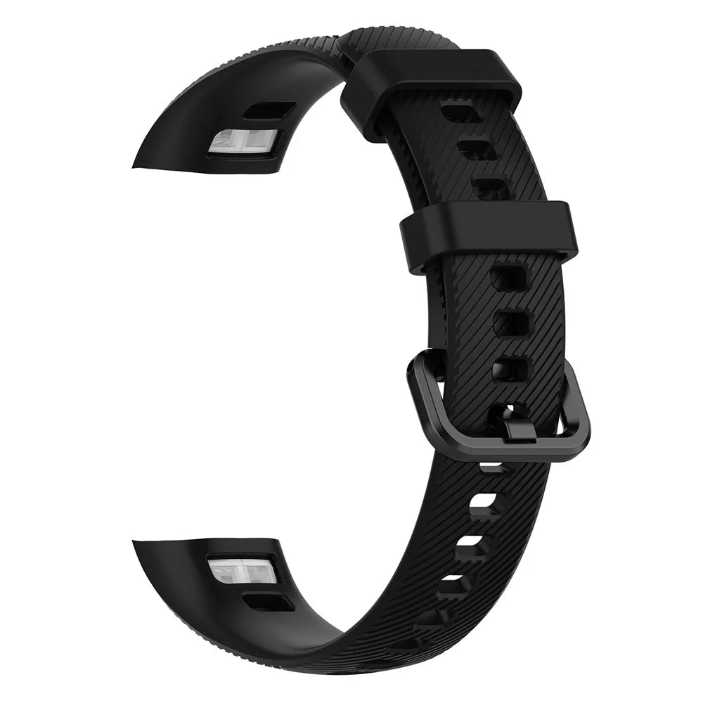 For Huawei Honor Band 4 Silicone Watch Wrist Band Replacement, Length: 95.6+124.8mm - Black - 4