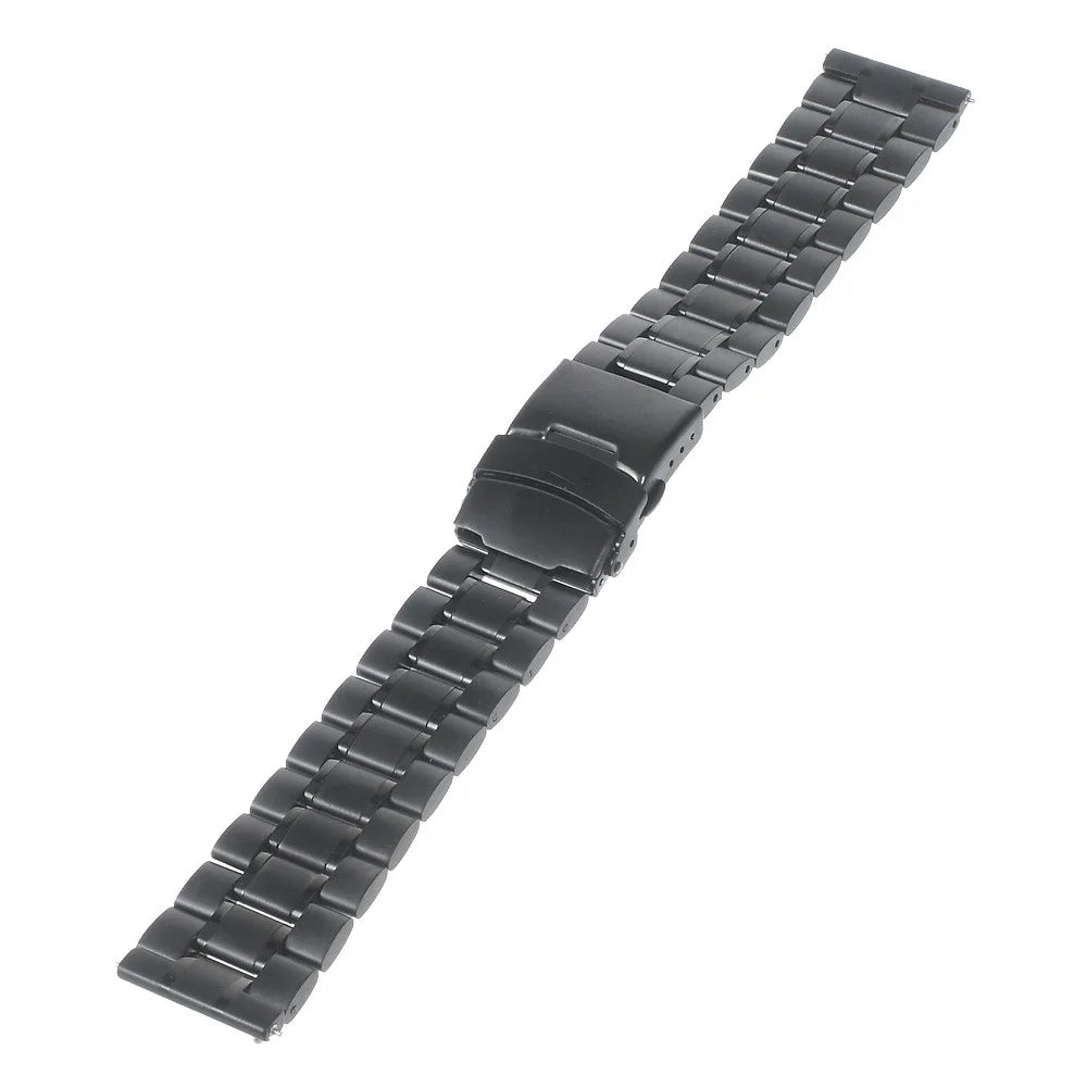22mm Stainless Steel Watchband with Spring Bars for Moto 360 2nd 46mm/Samsung R380 - Black - 1