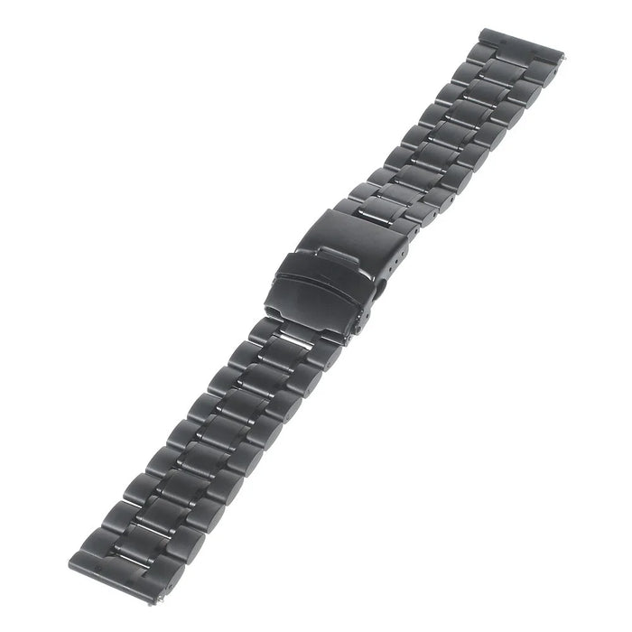 22mm Stainless Steel Watchband with Spring Bars for Moto 360 2nd 46mm/Samsung R380 - Black - 1