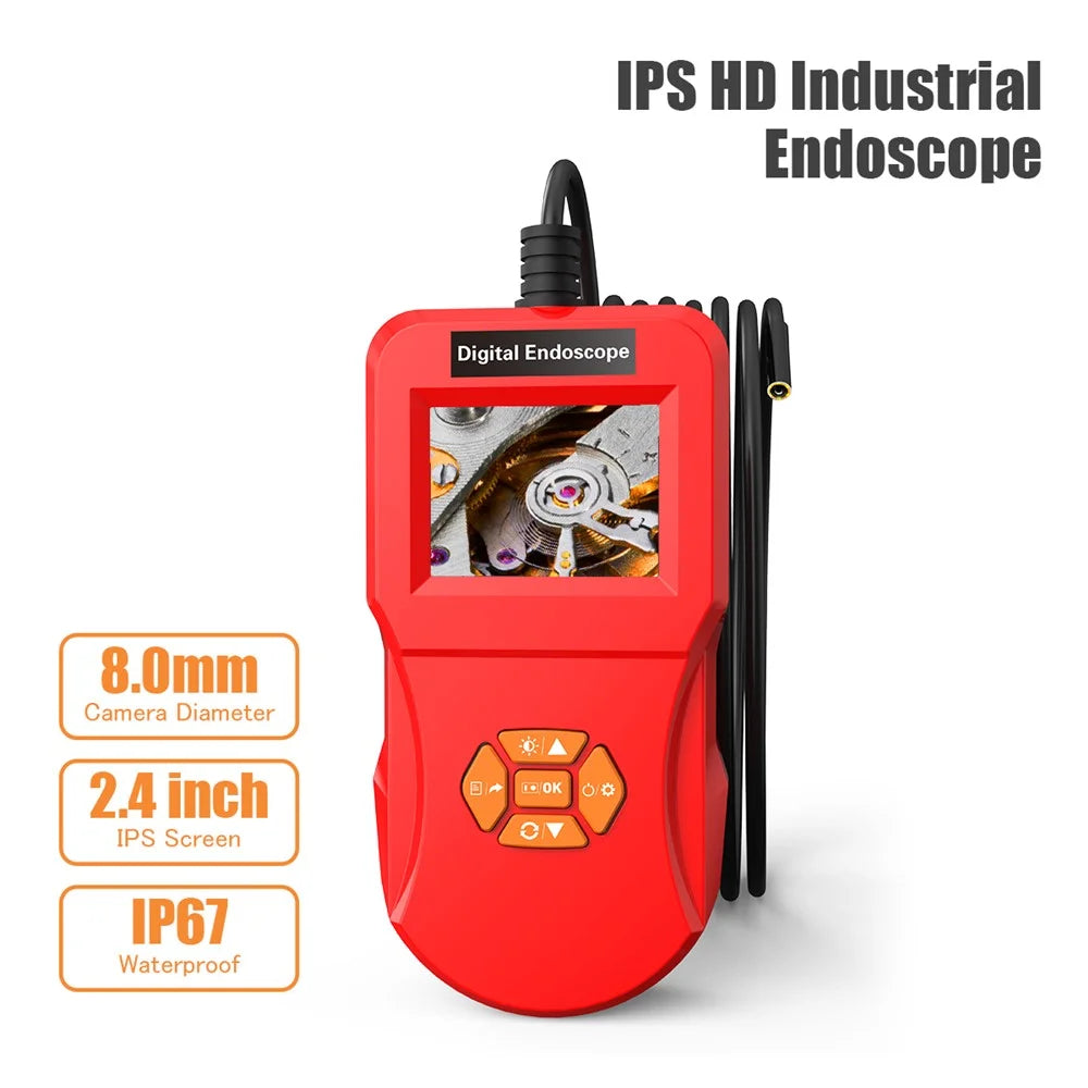 INSKAM127 2.4 inch IPS Digital Inspection IP67 Waterproof Endoscope Camera Diameter 8MM Rigid Line 5M - Red - 1