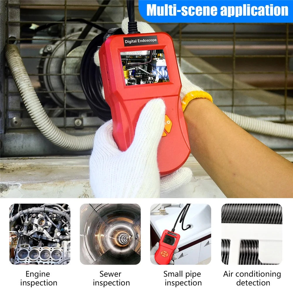 INSKAM127 2.4 inch IPS Digital Inspection IP67 Waterproof Endoscope Camera Diameter 8MM Rigid Line 5M - Red - 2