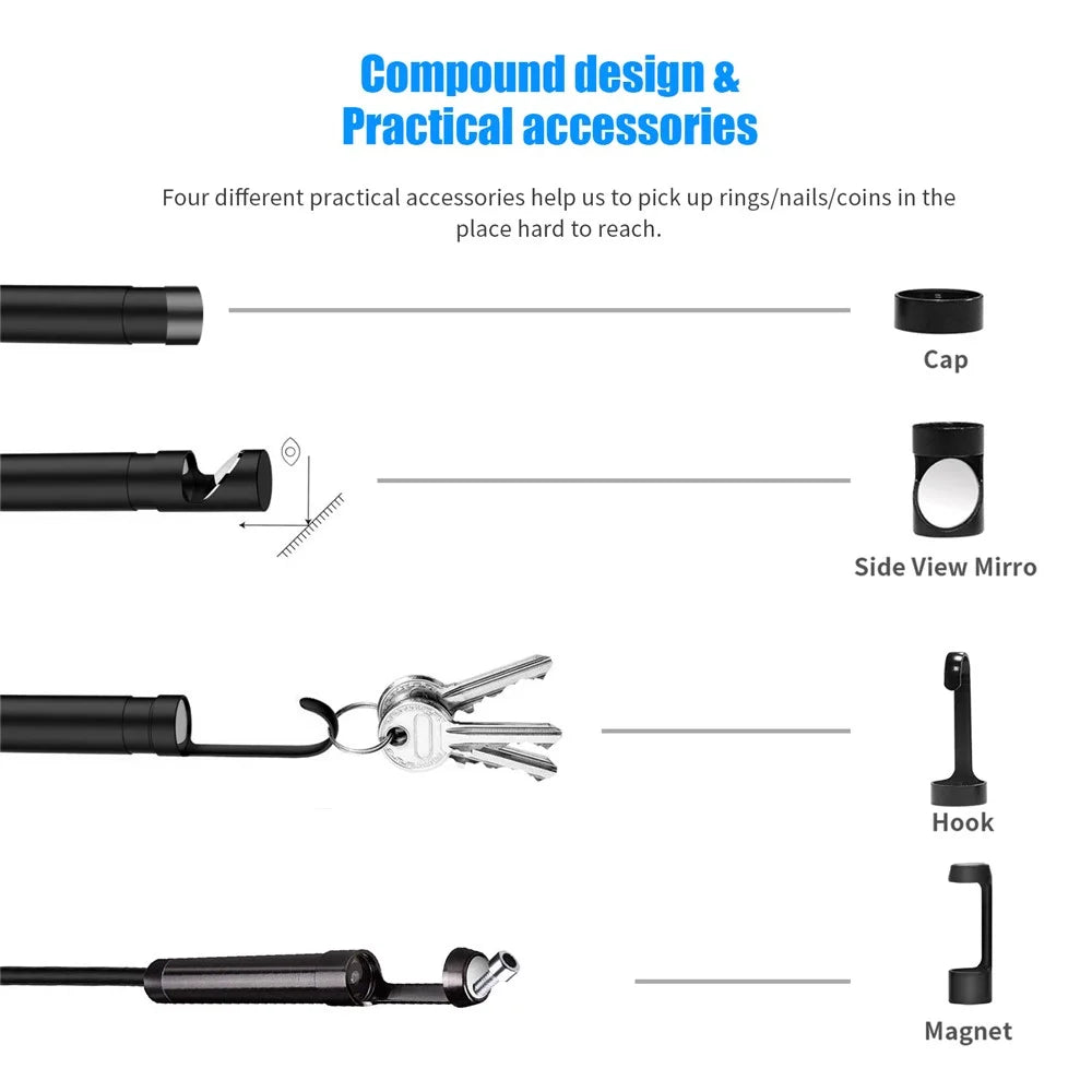 INSKAM127 2.4 inch IPS Digital Inspection IP67 Waterproof Endoscope Camera Diameter 8MM Rigid Line 5M - Red - 4