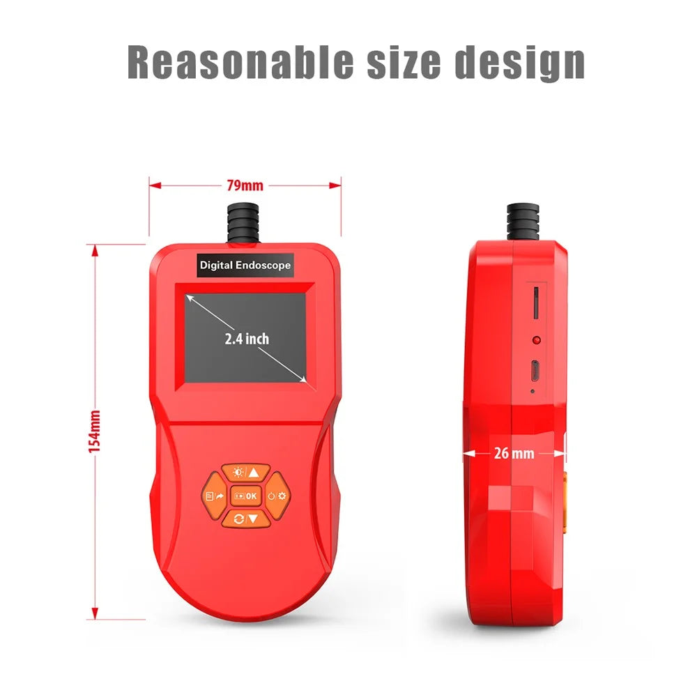 INSKAM127 2.4 inch IPS Digital Inspection IP67 Waterproof Endoscope Camera Diameter 8MM Rigid Line 5M - Red - 5