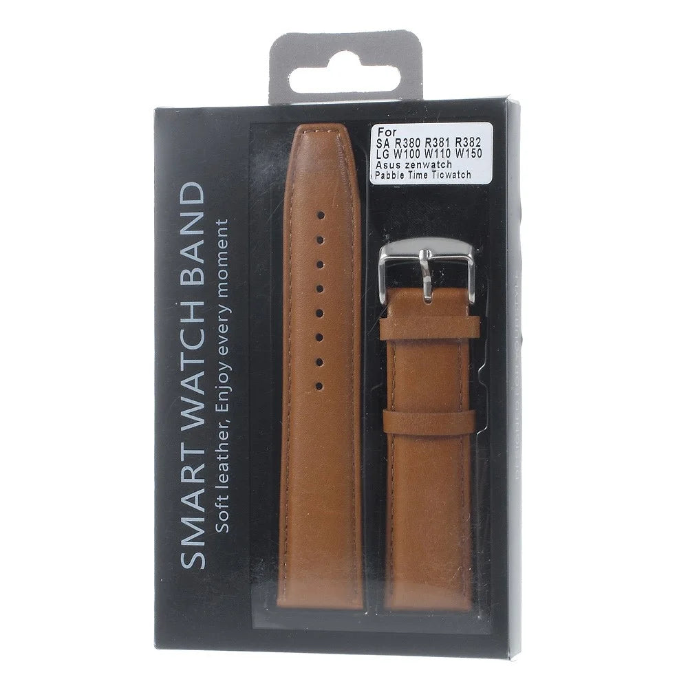 22mm Genuine Leather Watchband for Huawei Watch 2 Classic Edition / Samsung Gear S3 Classic / Moto 360 46mm 2nd Gen/Pebble Time Etc - Brown - 6