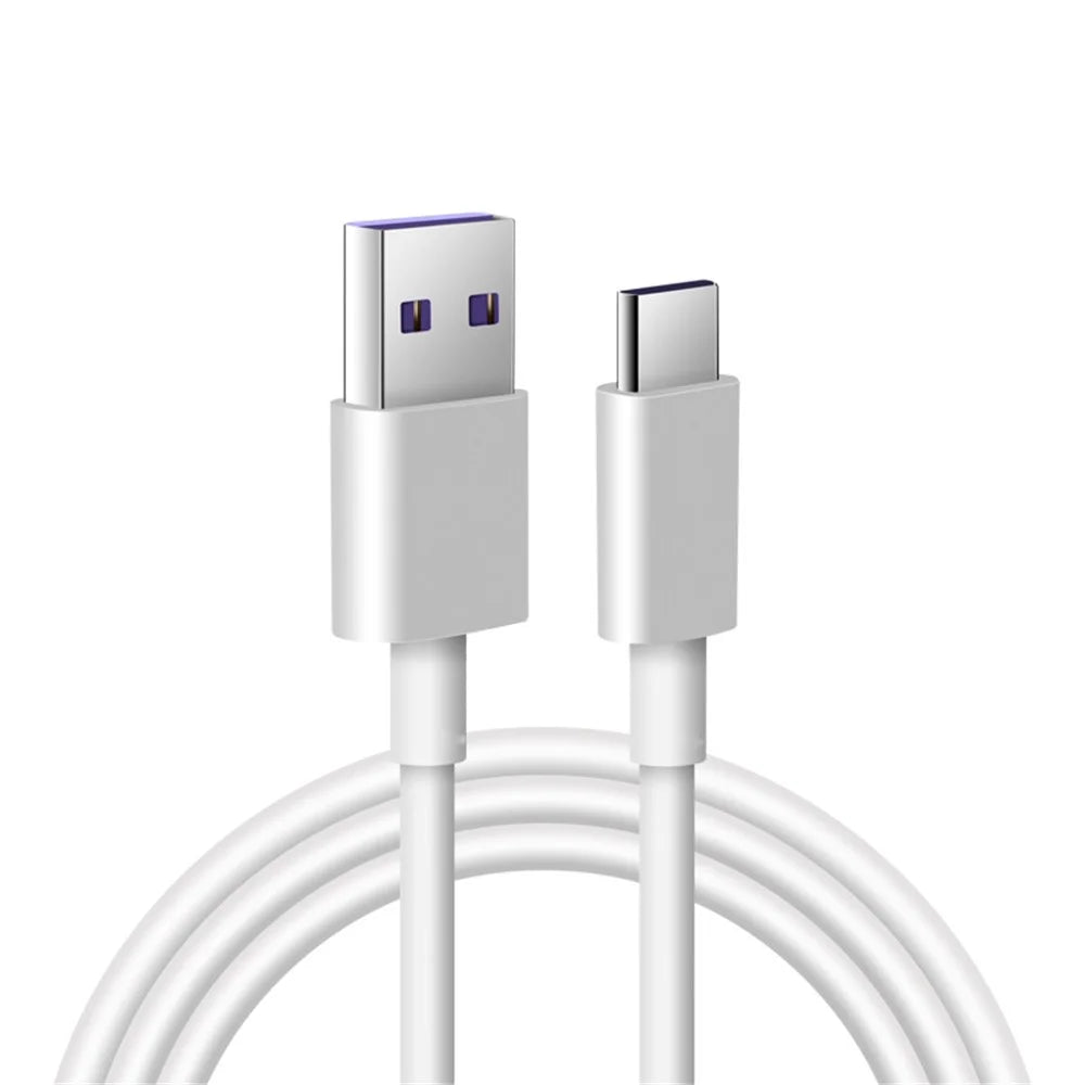5A 1m Type-C Fast Charging Data Cable for Huawei Samsung etc. - White - 1
