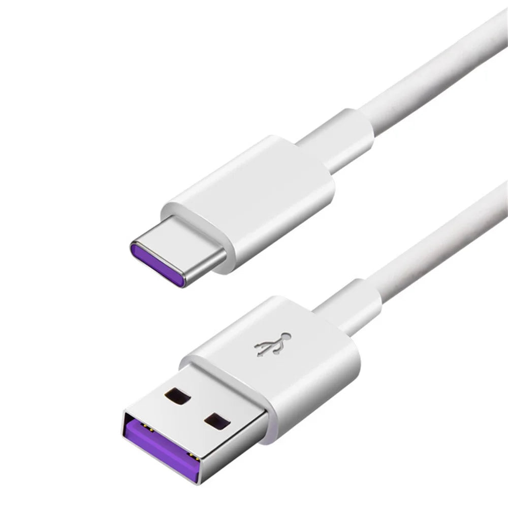 5A 1m Type-C Fast Charging Data Cable for Huawei Samsung etc. - White - 2