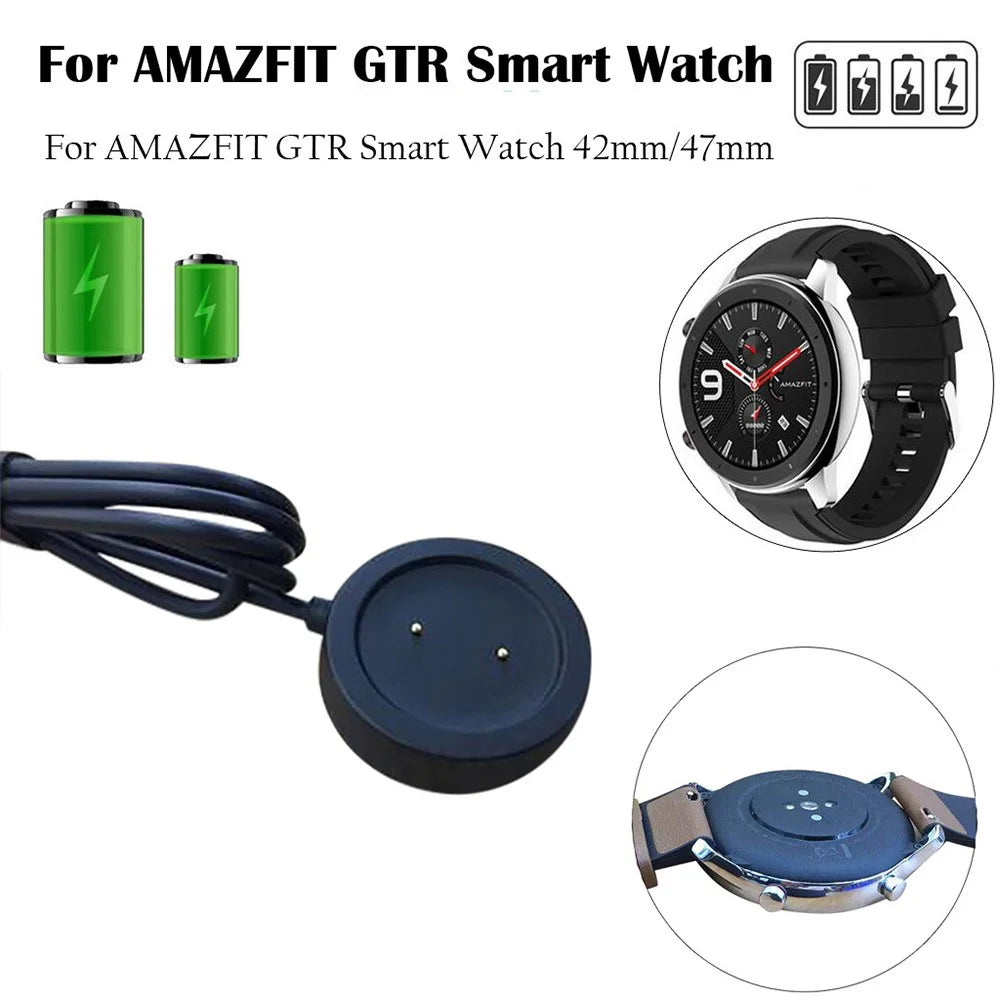 USB Magnetic Charging Dock Cable Cord Charger for Xiaomi Huami Amazfit GTR 42mm 1909/GTR 47mm 1901 Watch - Black - 2