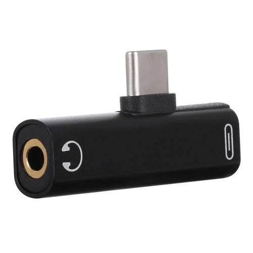 2 in 1 Type-C Male Head to Type-C Female Head 3.5mm Jack Charging Listening Adapter - Black - 1