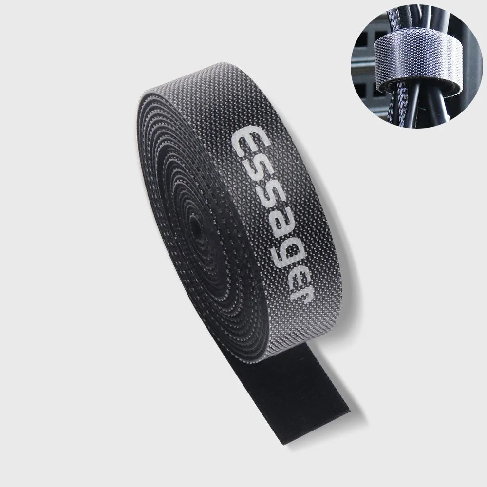 ESSAGER 2m Strap Cable Tie Strong Adhesion Self-adhesive Loop & Hook Sticker - 1