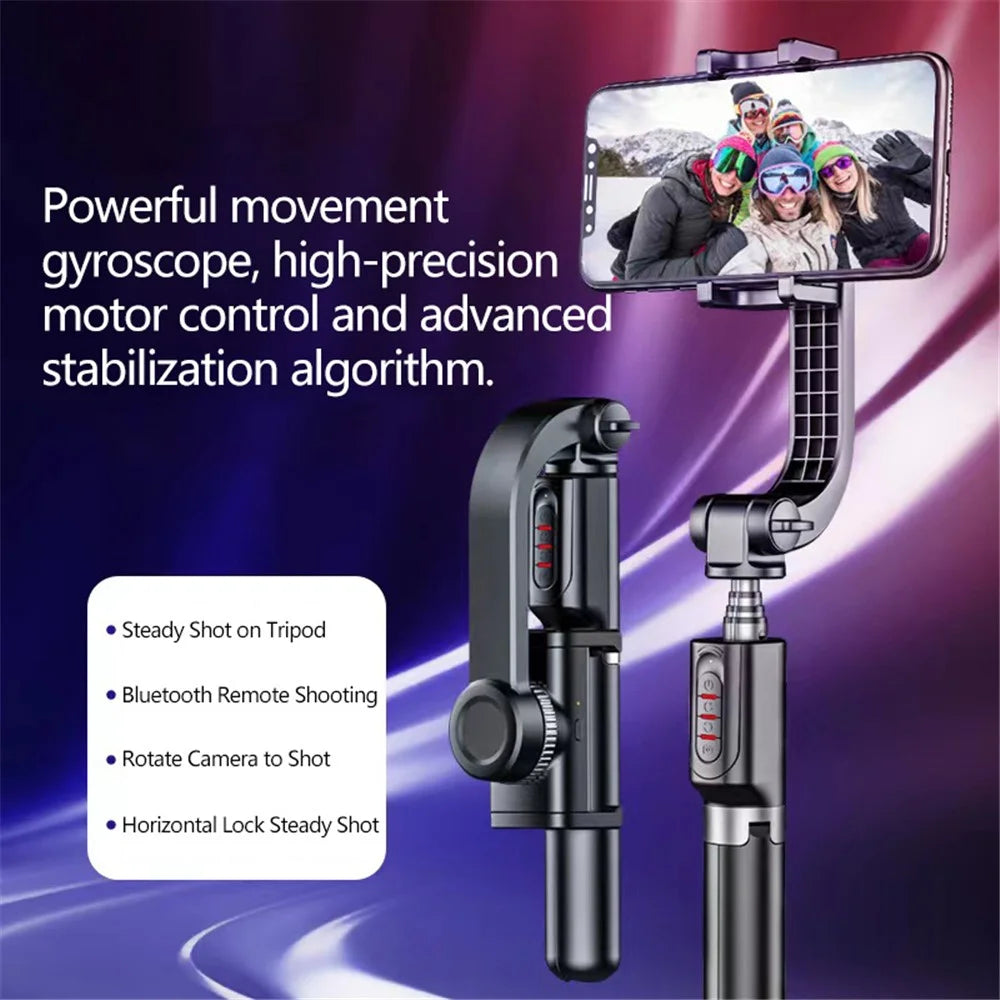 W20 3 in 1 Handheld Gimbal Phone Stabilizer + Tripod + Bluetooth-compatible Selfie Stick (CE Certified) - Black - 2