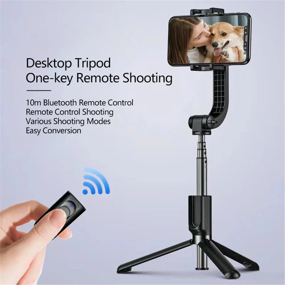 W20 3 in 1 Handheld Gimbal Phone Stabilizer + Tripod + Bluetooth-compatible Selfie Stick (CE Certified) - Black - 3