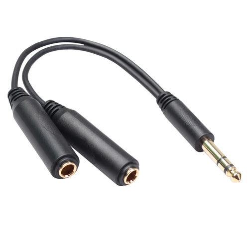 Stereo 6.35mm Extension Audio Cable 1 Male to 2 Female Headphone Headset Splitter 20cm - 1