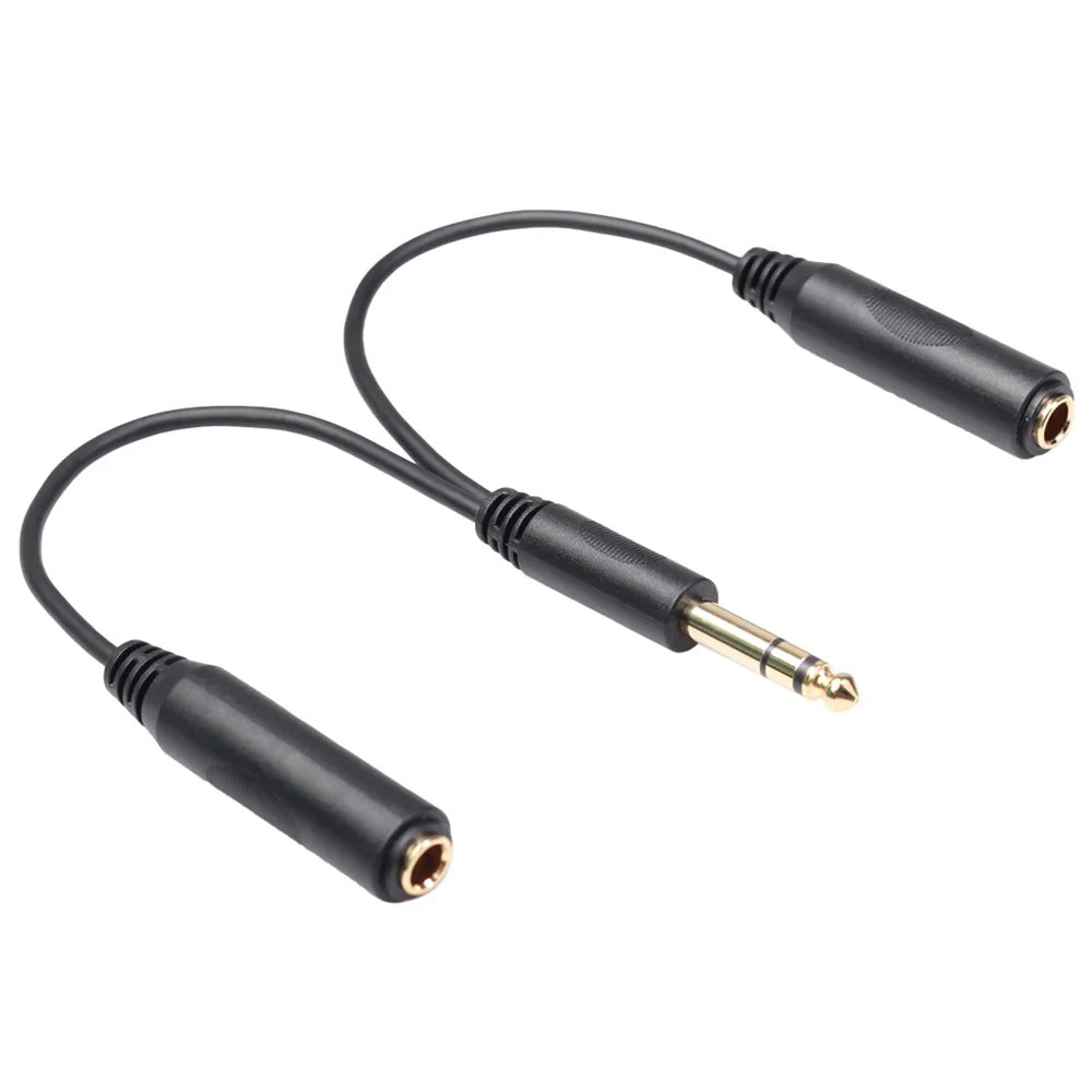 Stereo 6.35mm Extension Audio Cable 1 Male to 2 Female Headphone Headset Splitter 20cm - 3