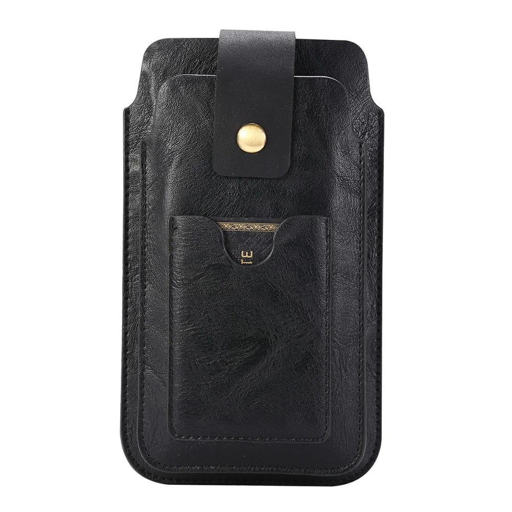PU Leather Pouch Case Cover with Carabiner for 5.2-6.4 inches Smartphone - Black - 2