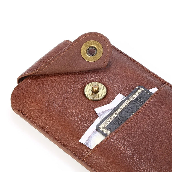 Top Layer Cowhide Leather Pouch Case for 5.2 inches Smartphones [Simple Type 1] - Brown - 7