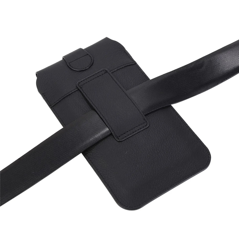 Top Layer Cowhide Leather Mobile Phone Waist Pouch for 4.7 inches Smartphones [Simple Type 2] - Black - 5