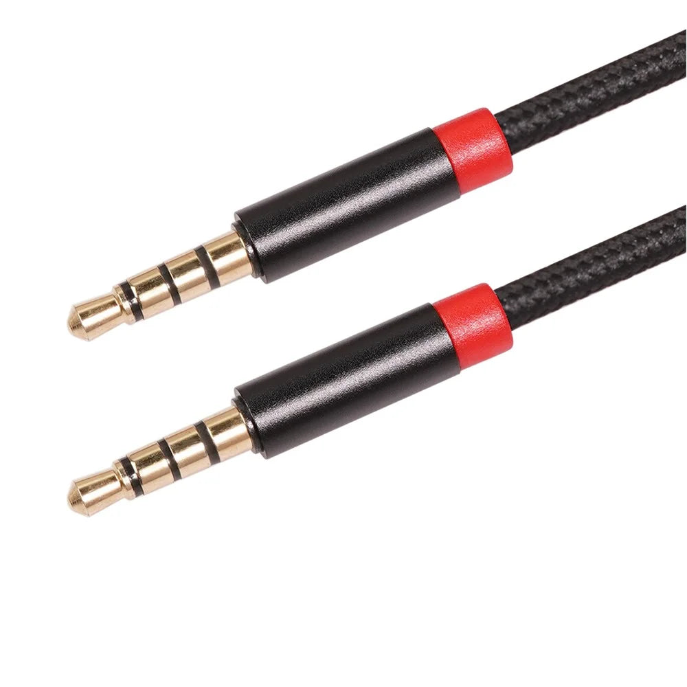 1M 3.5 mm Male to Male 4-Conductor Auxiliary Stereo Aux Cable - 4