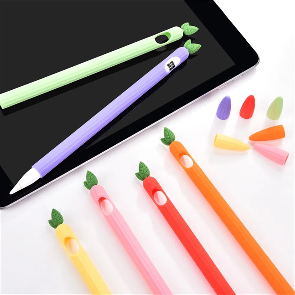 Vegetables Style Silicone Touch Pen Stylus Protective Cover for Apple Pencil(2nd Generation) - Orange - 2