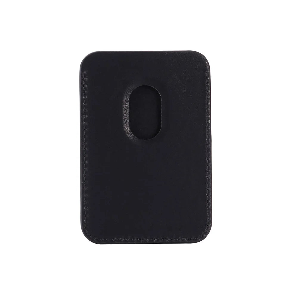Magnetic Card Holder Phone Back Leather Card Storage Bag for iPhone 12-17 Series - Black - 3