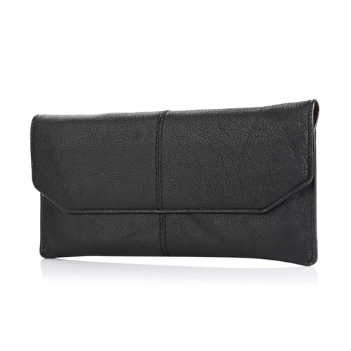 Universal Envelop Style Leather Pouch Case for iPhone 12 mini and Other Phones within 4.7 Inches- Black - 1