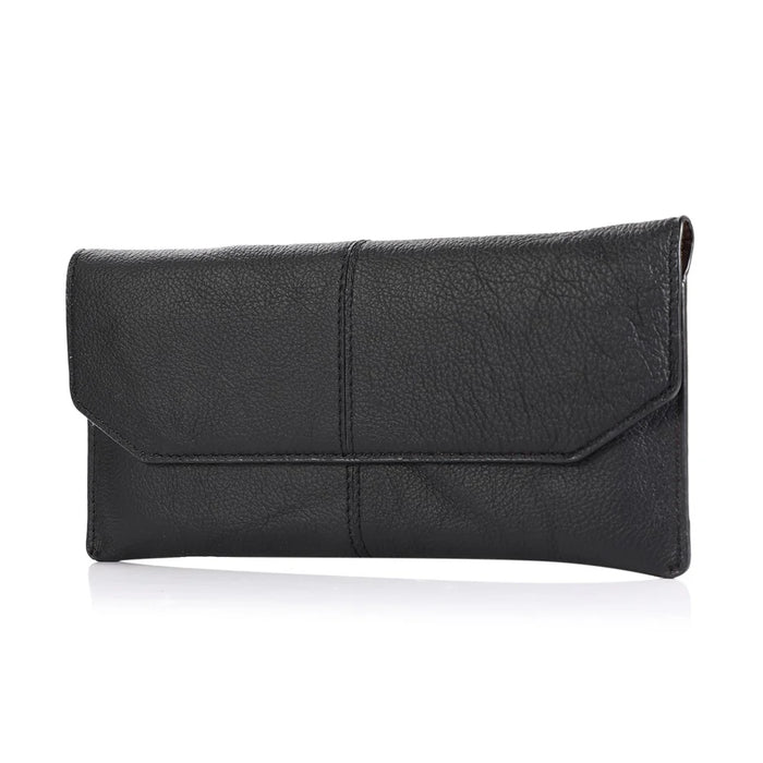 Universal Envelop Style Leather Pouch Case for iPhone 12 mini and Other Phones within 4.7 Inches- Black - 1